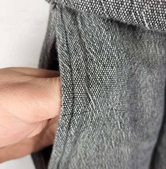 Hatch Maternity The Ipek Front Twist Gathered Waist Tweed Crop Pants Gray Small - Picture 4 of 10